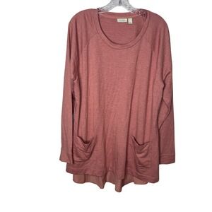 LOGO Lounge Lori Goldstein Pink Heathered Tunic Top Mixed‎ Media  XL